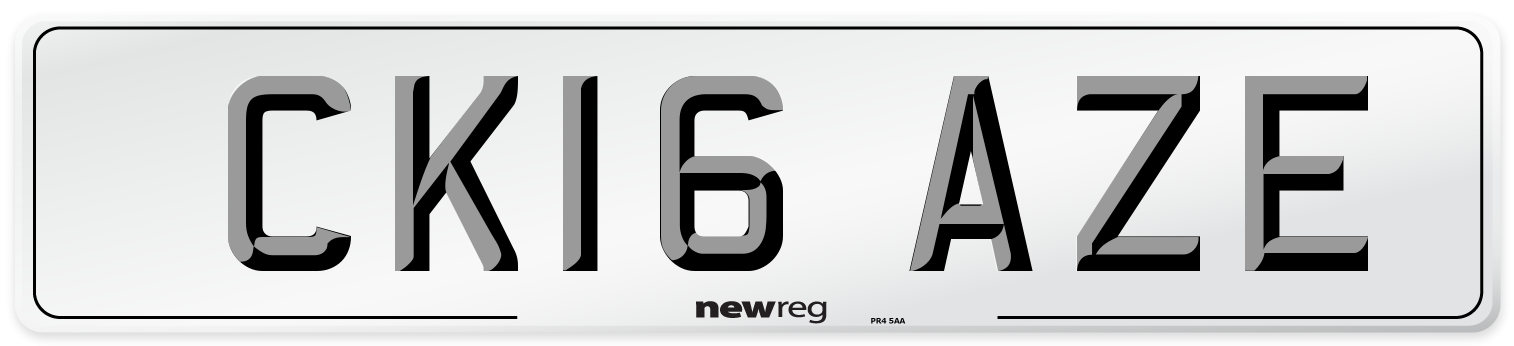 CK16 AZE Number Plate from New Reg